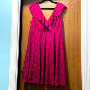 TORRID | Women’s Berry Red Lace Ruffled Neck Surplice Skater Mini Dress size 2X